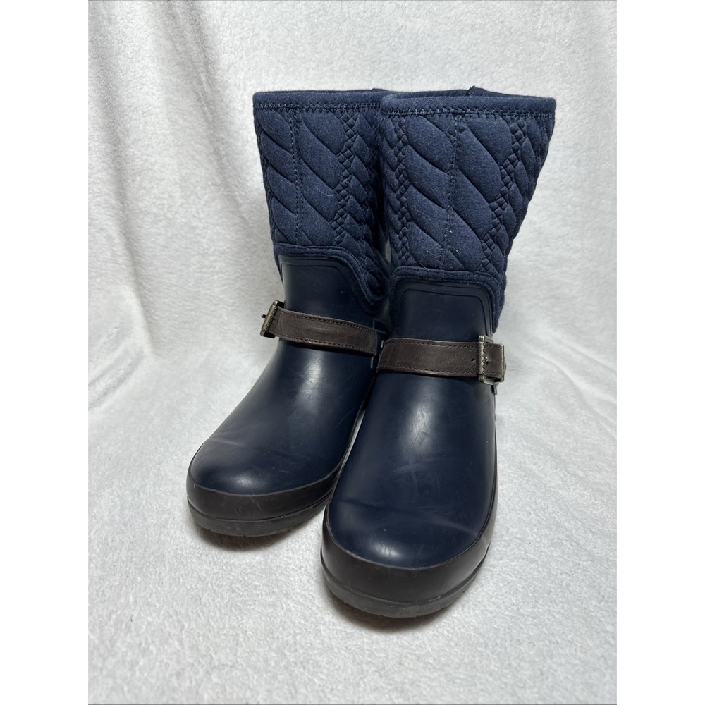 Women's rain boots Sperry Top-Sider Blue Rubber Waterproof Quilted Buckle Size 7